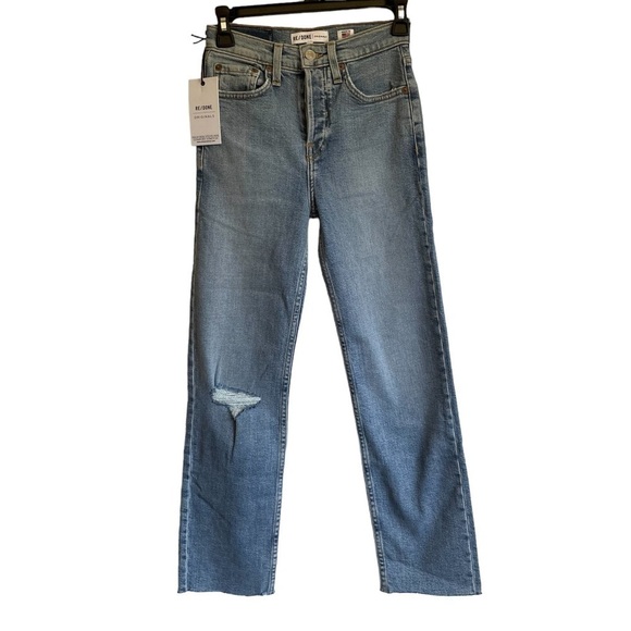 Re/Done High Rise Stove Pipe Comfort Stretch Jean Size 23 NWT - Picture 1 of 11